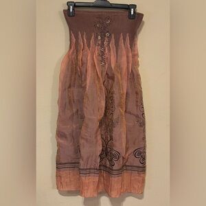 ANTHROPOLOGIE Lapis Boho Convertible Tube Dress CoverUp Maxi Skirt Mauve One Sz